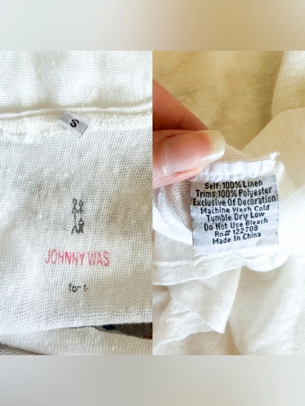 Johnny Was Asana Linen Midi Dress Embroidered White Multi Small NWT